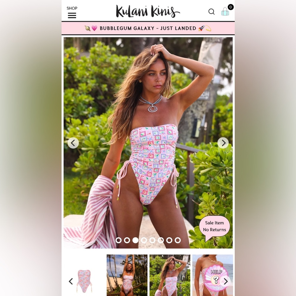 Kulani Kinis - Ruched Bandeau One Piece - Citron Coast - Small NWT
